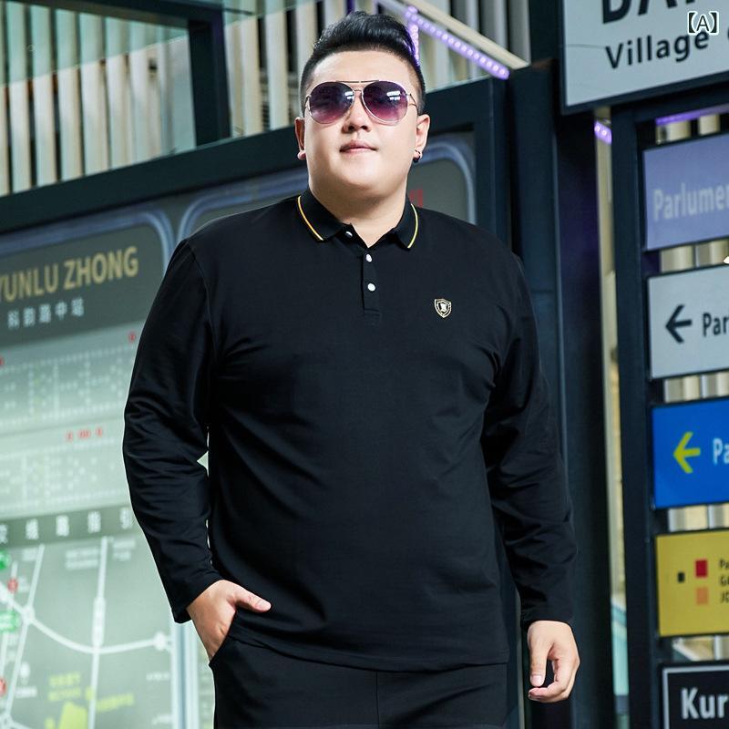 ポロシャツ 男性用 長袖 トップス 大きいサイズ ゆったり 厚手 秋冬 普段使い