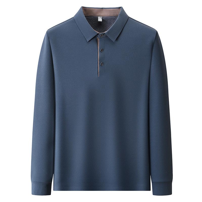 ポロシャツ メンズ 男性用 冬 暖かい 裏起毛 長袖 Tシャツ ビジネス ビジネスカジュアル 紳士 トップス カットソー 襟付き 無地 ゆったり ホワイト ネイビー カーキ ブラウン ブラック