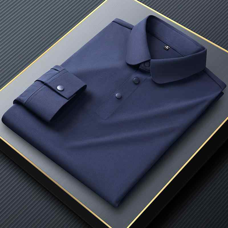 ポロシャツ メンズ 男性用 長袖 形態安定 伸縮性 無地 薄手 春夏 カジュアル