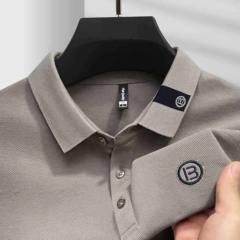 ポロシャツ メンズ 男性用 長袖 コットン100% 刺繍 トップス 春秋物 ゆったりサイズ 普段使い 霧ブルー オレンジ カーキ色 アーミーグリーン ブラック ロイヤルブルー ホワイト