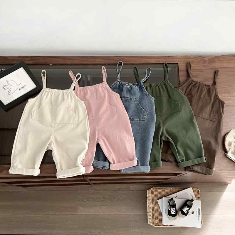 ロンパース ベビー キッズ 男女兼用 サロペット コットン 背当て ズボン 普段着 部屋着 春秋 デニム ミ..