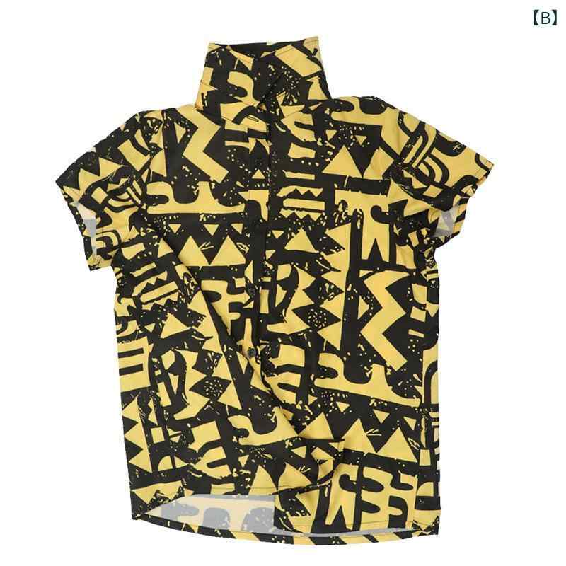 シャツ メンズ 男性用 半袖シャツ プリント柄 接触冷感 開襟シャツ トップス ルームウェア 普段使い