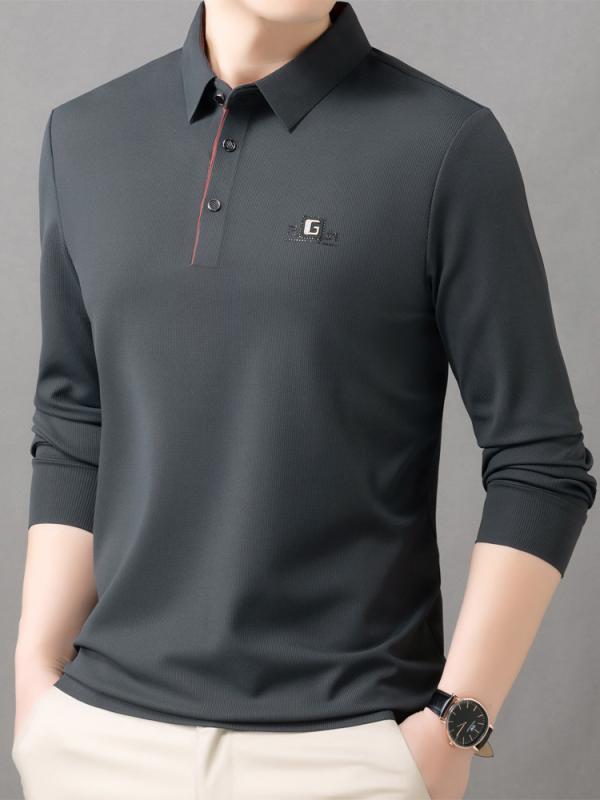 Tシャツ メンズ 長袖 POLOシャツ 襟付き ポリエステル トップス 無地 ゆったり 春秋 40代 50代 ミドルエイジ 向け カジュアル オフィスカジュアル ビジネス