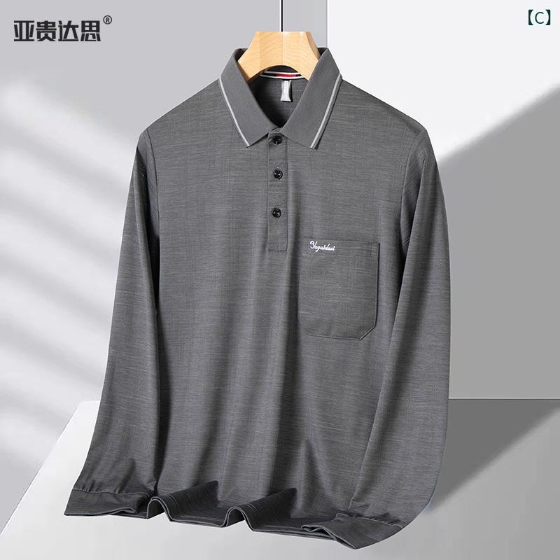 Tシャツ メンズ 中高年 接触冷感 長袖 POLOシャツ 薄手 速乾 トップス 宽松 普段使い 部屋着 春夏