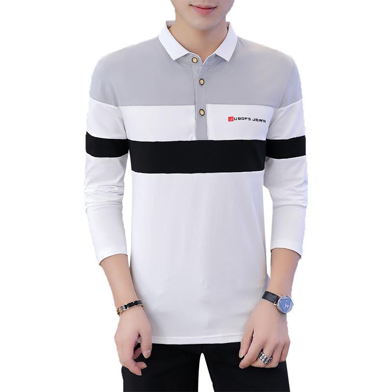 Tシャツ メンズ 長袖 コットン ストライプ ポロシャツ 襟付き トップス スリムフィット ボタン カジュアル 日常着 薄手 普段使い M L XL 2XL 3XL 4XL