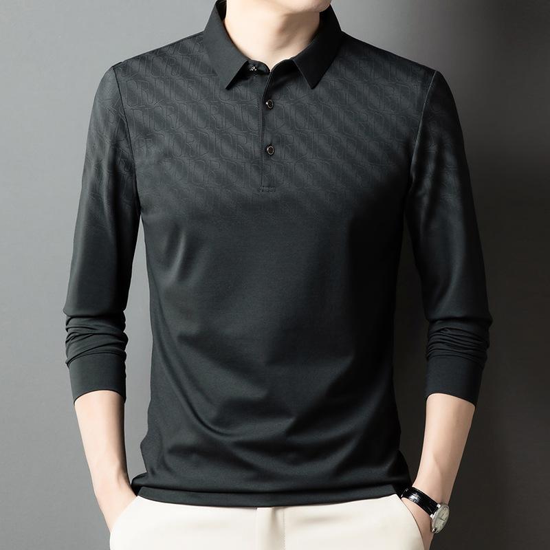 ポロシャツ メンズ 長袖 ストライプ柄 秋物 襟付き ビジネスカジュアル トップス カットソー 赤 グレー 緑 紺