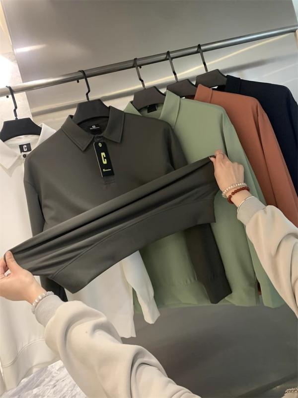 ポロシャツ メンズ 男性用 イタリアンライトラグジュアリー コーングリッド柄 ソフト 高弾性 通気 長袖..