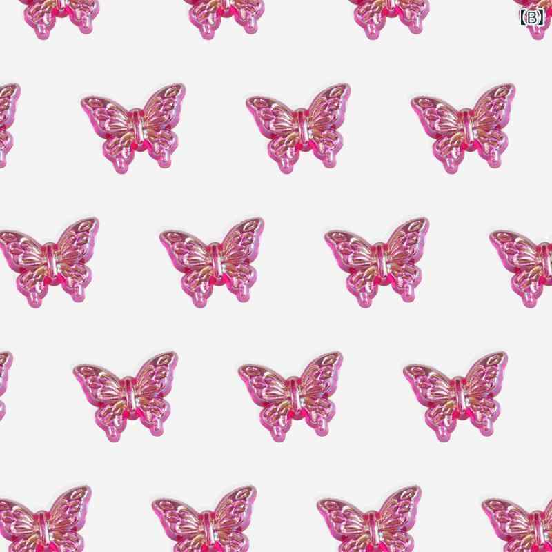 ネイルパーツ 蝶モチーフ DIY ビーズ アクリル製 デコレーションパーツ オーロラカラー 韓国風 淡い紫 桃色 ピンク 赤 水色 ゴールド 深青 緑 薄青 約3000個