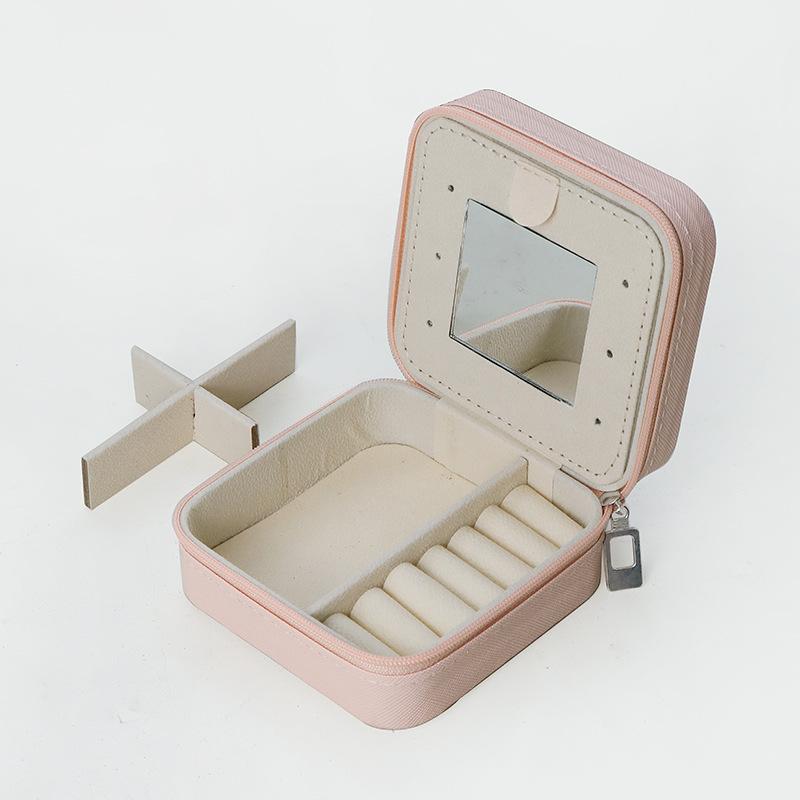 ジュエリーボックス レディース 携帯用 ミニ ピアス 指輪 収納 鏡付き レザー風 アクセサリーケース 白 青 緑 赤 黒 ピンク かわいい シンプル 韓国