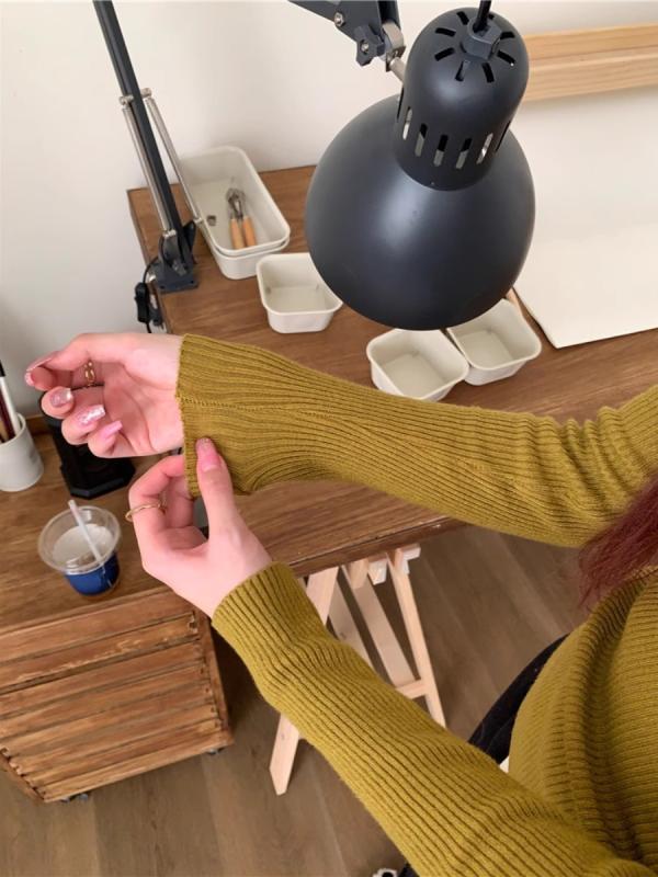 ニット レディース 春物 トップス 長袖 プルオーバー ハーフハイネック 無地 ポリエステル混紡 通勤着 ..