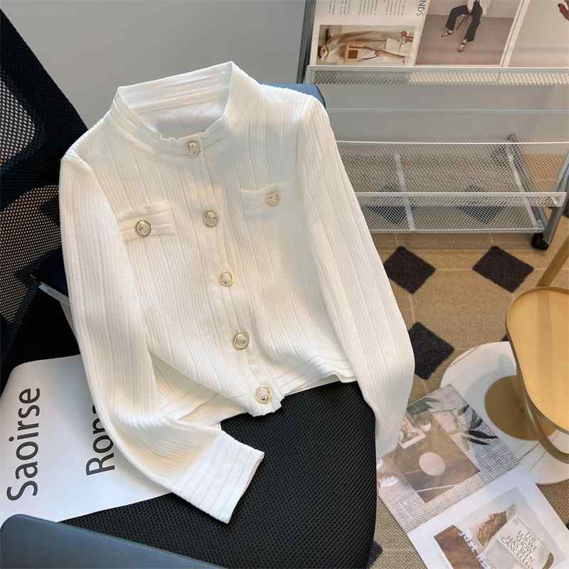 カーディガン レディース ニット 長袖 ポロネック 無地 ゆったり 羽織り トップス アウター 春秋 ポリエステル かわいい オフィスカジ..