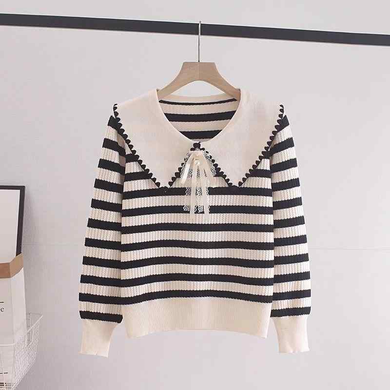 ニット レディース ボーダー柄 プルオーバー トップス スリムフィット 長袖 POLOネック 秋冬 粘胶纤维 レーヨン かわいい ブラック カ..