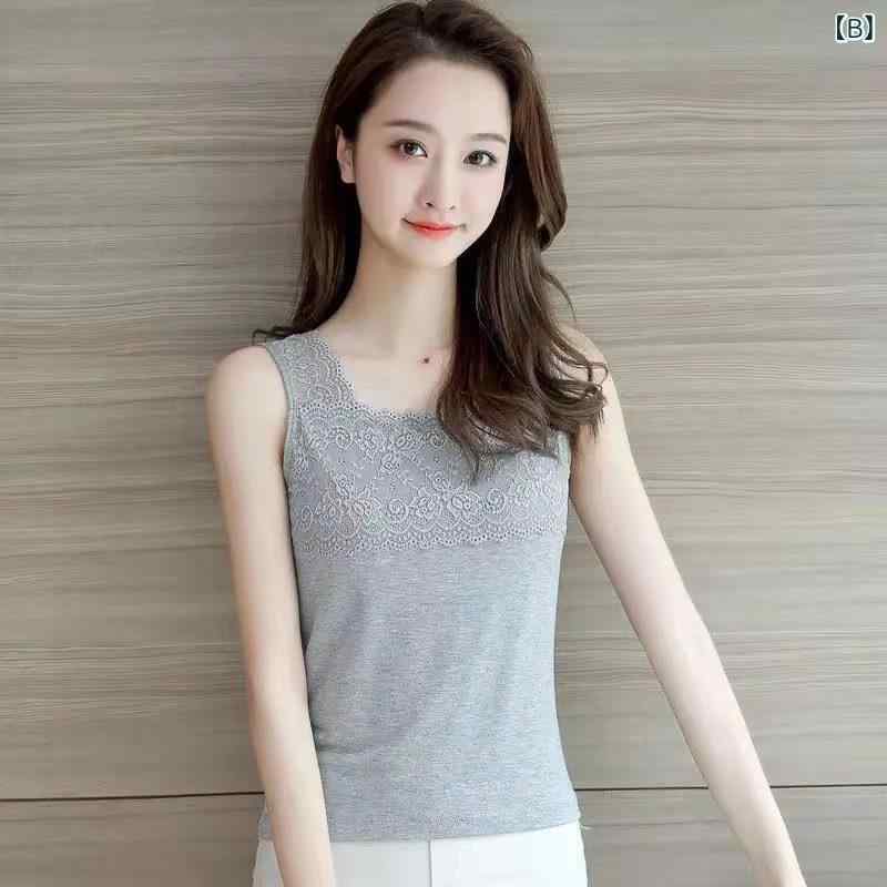 キャミソール レディース 大きいサイズ レース 花柄 半袖 肌着 スリムフィット モーダル トップス カットソー 白 黒 灰色