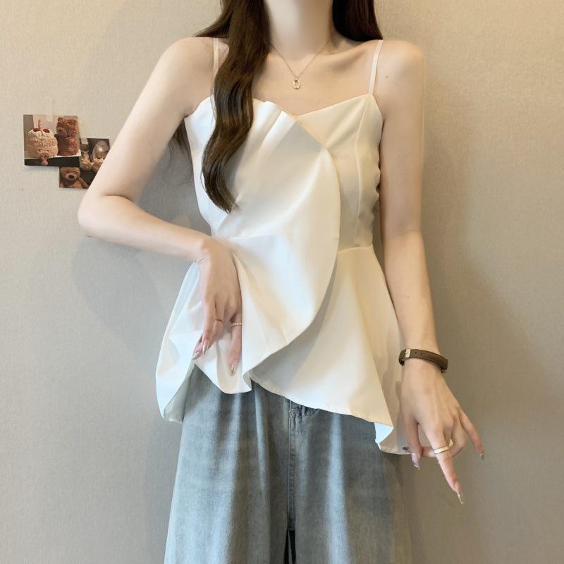 タンクトップ レディース 大きいサイズ ゆったりめ ノースリーブ チュニック フレア Aライン 接触冷感 無地 切り替え アシンメトリー デザイン ヘムライン トップス 春夏 ブラック ホワイト