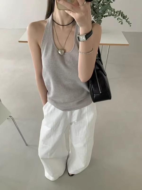 タンクトップ レディース 韓国風 コットン ノースリーブ トップス 重ね着 インナー スリムフィット ブ..