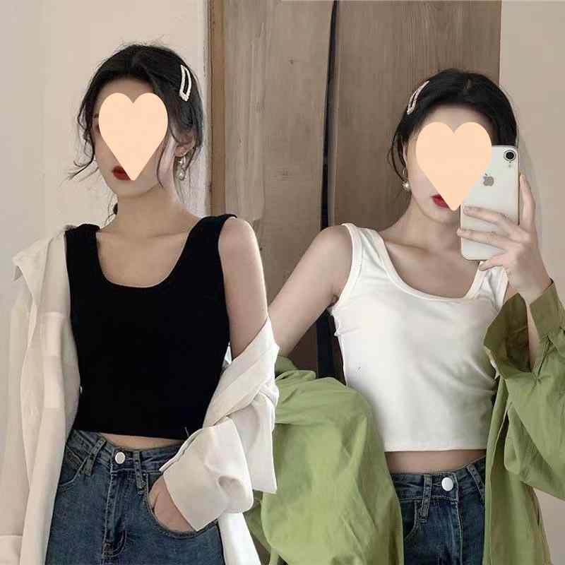 タンクトップ レディース へそ出し トップス 韓国風 スリム ノースリーブ コットン キャミソール イン..