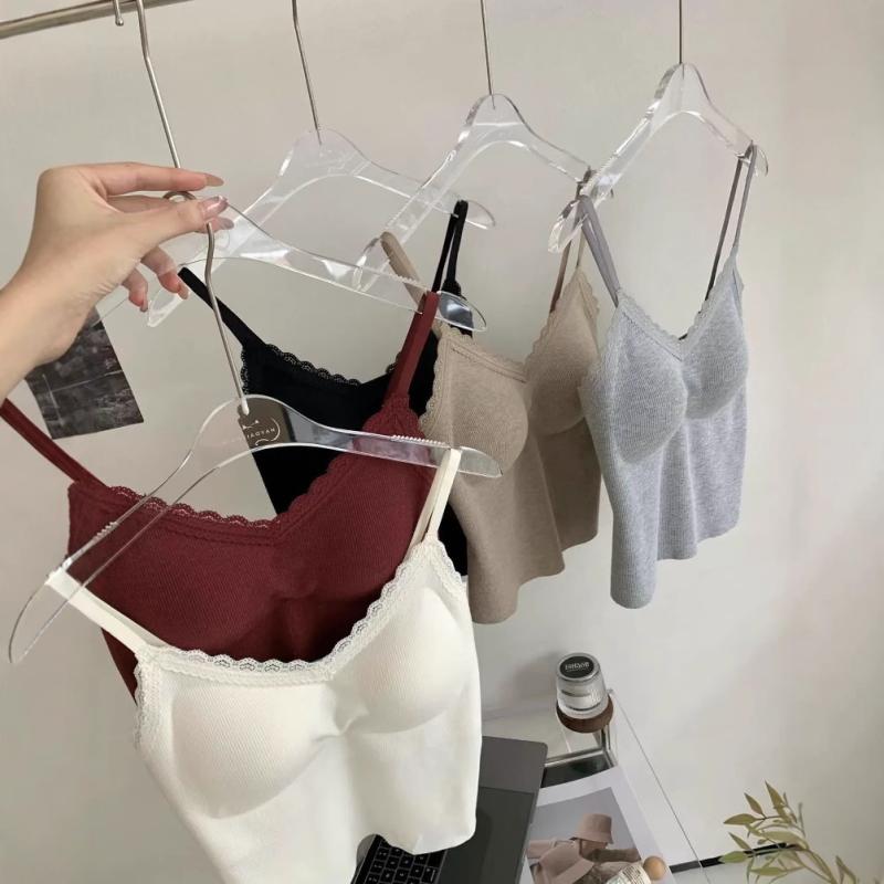 キャミソール レディース レース Vネック コットン タンクトップ インナー 接触冷感 春夏 秋冬 肌着 部..