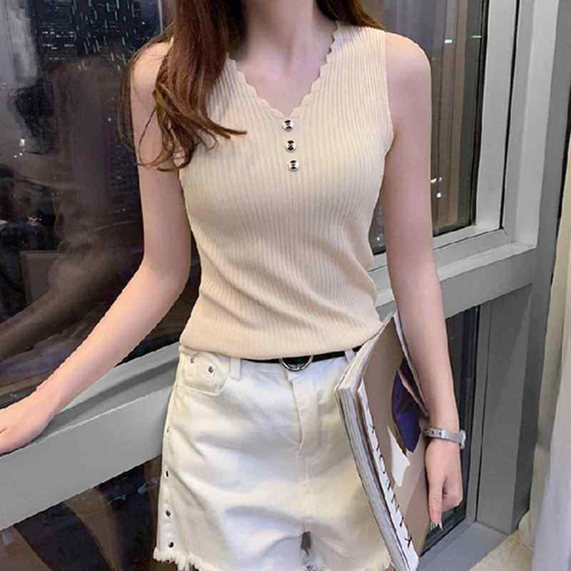 楽天シャドーテールタンクトップ レディース Vネック ノースリーブ ニット トップス インナー 接触冷感 黒 白 春夏 通勤 きれいめ カットソー