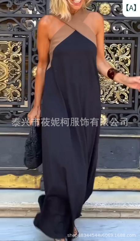 ・素材: 冰瓷棉、ポリエステル95%以上・スタイル: 通勤・スカート丈: 長・スカートタイプ: Aライン・ネックライン: Vネック・袖丈: ノースリーブ・ウエスト: ゆったり・デザイン: 背当て・カラー: ブラック、ネイビー、オフホワイト・...