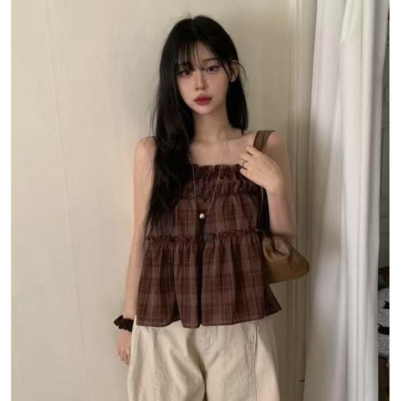 ・カテゴリ: トップス・スタイル: カジュアル、韓国風・柄: 格子・カラー: レッド、グリーン・サイズ: フリーサイズ・着丈: 短め (40～50cm)・素材: 綿、ポリエステル・素材（%）: 綿70～80%・対象: レディース・タイプ: ルーズ