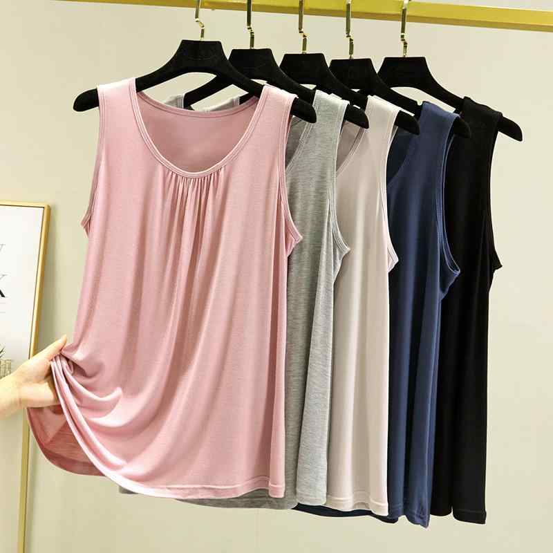・素材: モダール・製品カテゴリ: ワイドショルダータンクトップ・カラー: ブラック、ホワイト、ベージュ、蓮根ピンク、ライトブルー、ライトグレー・サイズ: M（40-60kg相当）、L（60-70kg相当）、XL（70-85kg相当）、2XL（85-110kg相当）・スタイル: 韓国風・ネックライン: ラウンドネック・主な素材の含有量: 90-95%・款式: プルオーバー