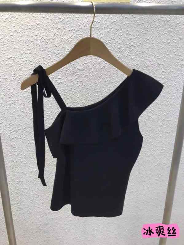 タンクトップ レディース 韓国風 接触冷感 ニット トップス ノースリーブ 斜めがけ アシンメトリー ヘムライン スリムフィット 春夏 ブ..