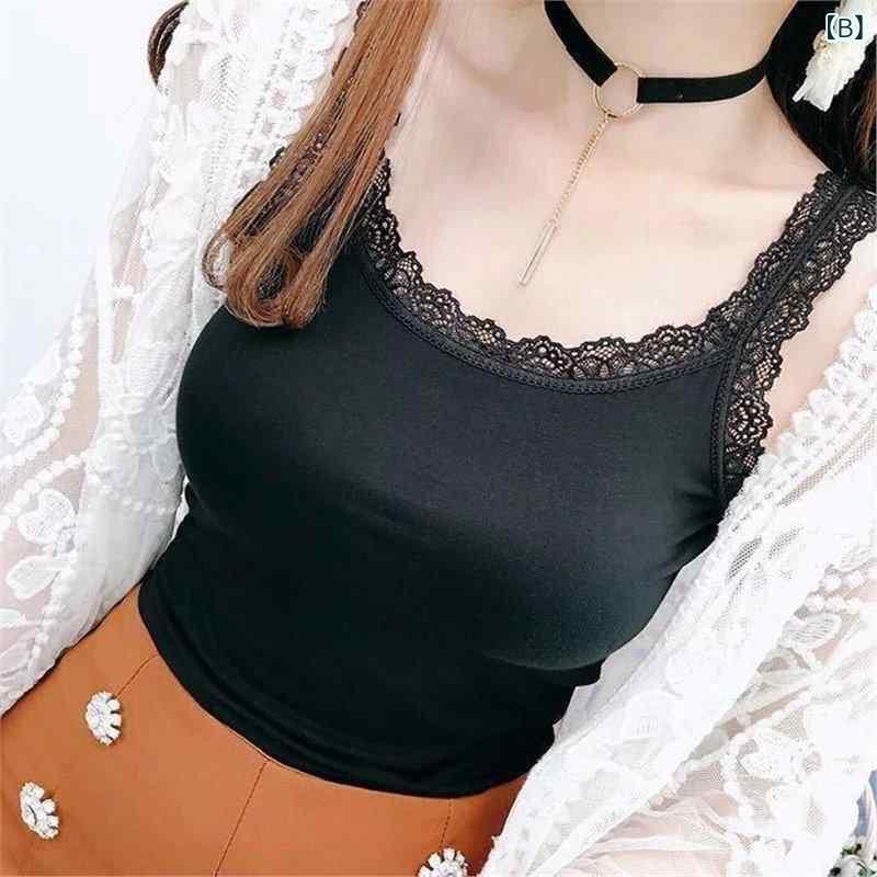 トップス レディース キャミソール レース 切り替え ストラップ 無袖 春夏 薄手 インナー 軽量 吸湿速乾 普段使い