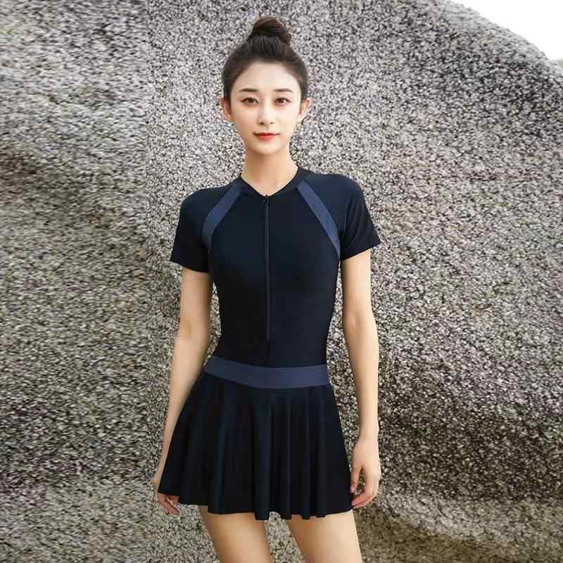 水着 レディース ワンピース 体型カバー スイムウェア 温泉 競泳用 高身長 スイミング セクシー 撞色 切り替え 紫外線対策 ブラック ピンク系 ポリエステル