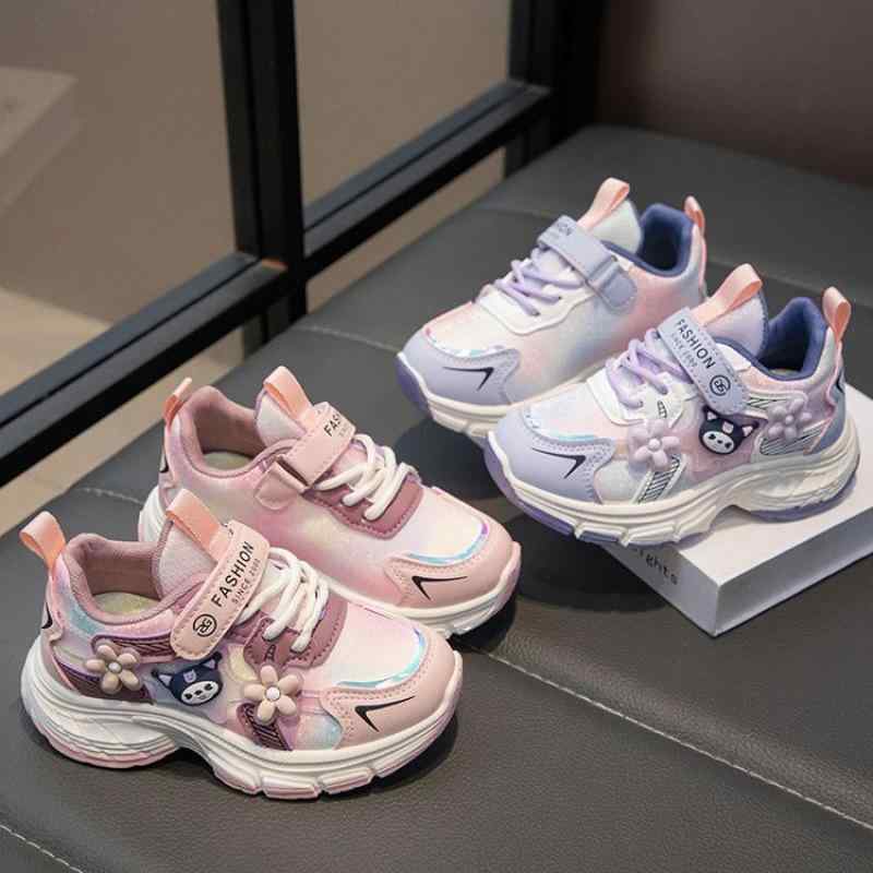 スニーカー キッズ 女の子 子供靴 秋冬 中学生 小学生 運動靴 PU 走りやすい かわいい パープル ピンク系 通学 普段使い