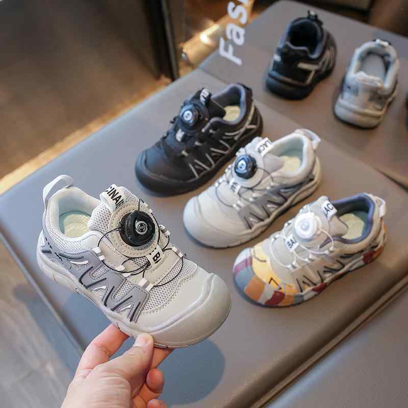 Sneakers - スニーカー キッズ 子供用 運動靴 男の子 アウトドア スニーカー メッシュ 通気性 軽量 滑り止め 紐なし ダイヤル 春秋 黒 グレー カラー 1歳 2歳 3歳 4歳 5歳 6歳 7歳 8歳 9歳 10歳 11歳 12歳