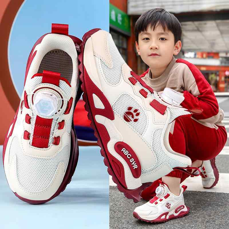 スニーカー キッズ 子供用 スポーツシューズ ランニングシューズ メッシュ 軽量 クッション 衝撃吸収 春秋 冬 黒 白 赤