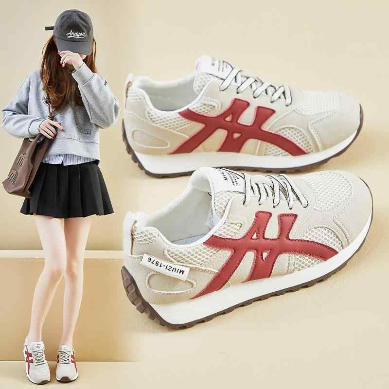 スニーカー レディース 厚底 運動靴 ランニングシューズ 婦人靴 スポーツ カジュアル アンゴラレッド ..