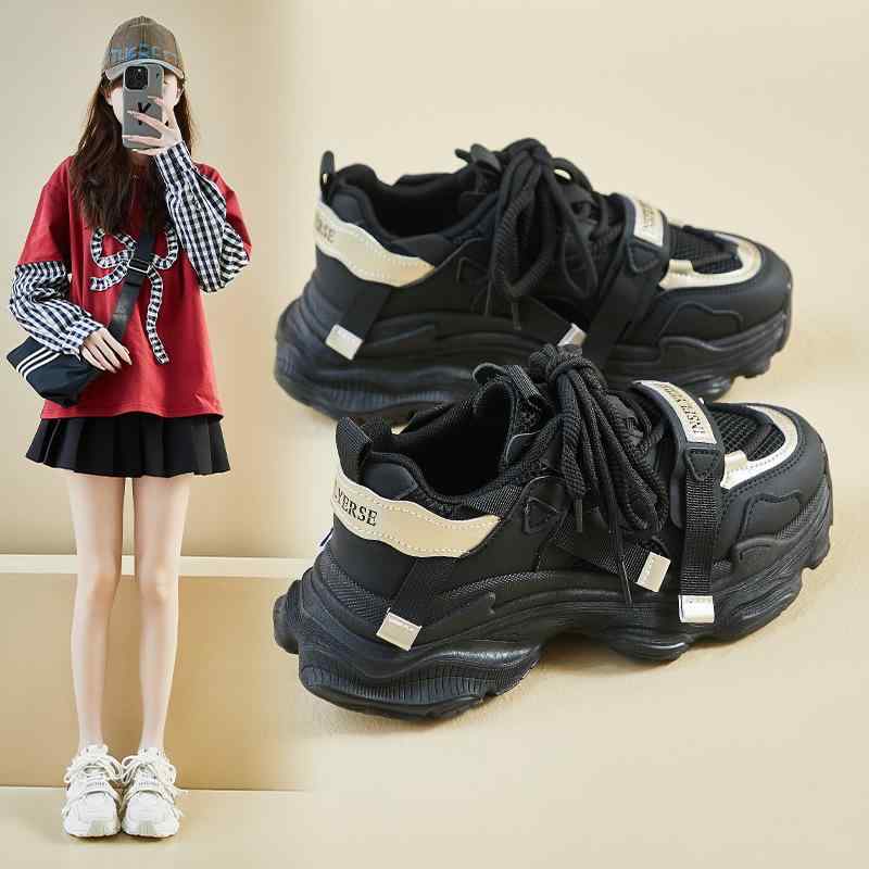 スニーカー レディース 厚底 運動靴 ランニングシューズ 女性用 カジュアル 歩きやすい 黒 金色 ベージ..