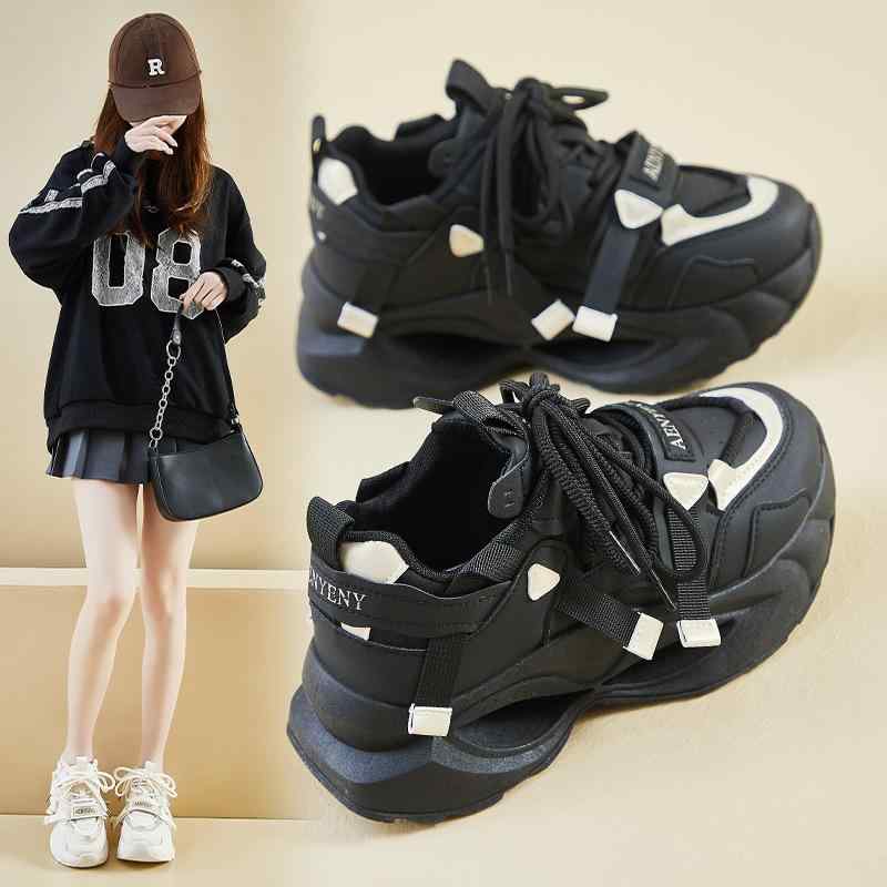 スニーカー レディース 厚底 運動靴 ランニングシューズ 女性 婦人 春 スニーカー 黒 金 紫 ベージュ P..