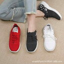 スニーカー レディース 大きいサイズ 韓国風 紐 飛织 メッシュ スポーツ ランニング シューズ ローカット 運動靴 通気性 軽量 黒 赤 白 春...