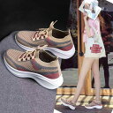 スニーカー レディース 柔らかい 靴底 メッシュ 通気性 厚底 ランニング シューズ 軽量 スポーツ カジュアル 黒 白 灰 22.5cm 23cm 23.5c...