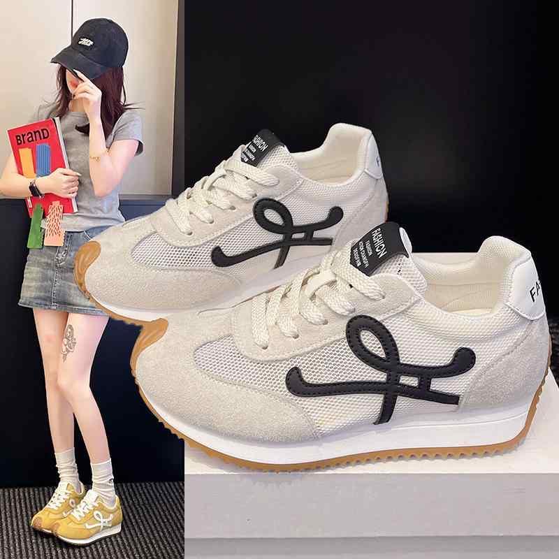 スニーカー レディース 厚底 スポーツ ランニング シューズ 運動靴 通学 ウォーキング 春秋 米白 ブルー イエロー