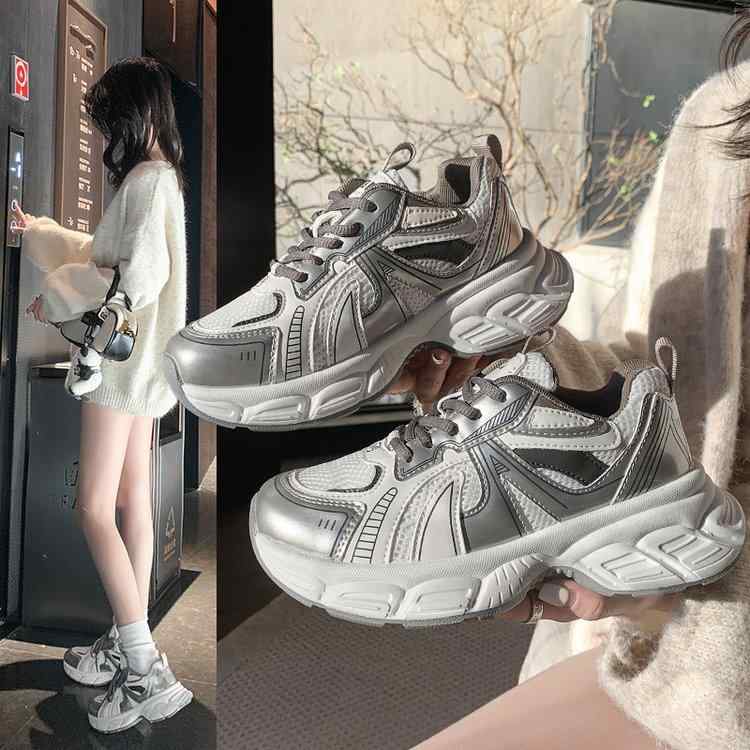 スニーカー レディース 厚底スニーカー 本革 婦人靴 スポーツシューズ ランニングシューズ 紐靴 歩きや..