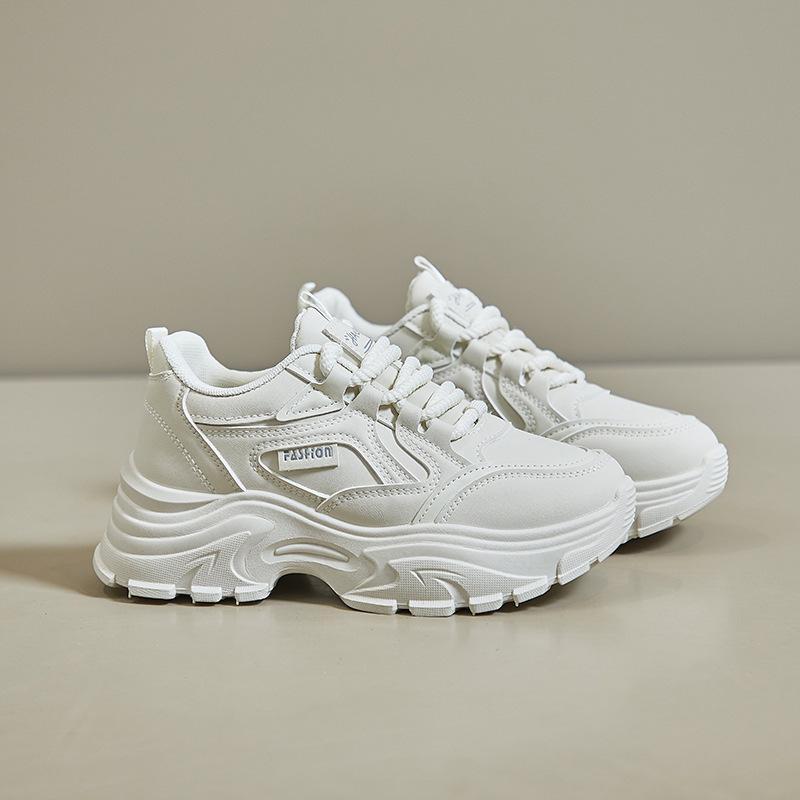 スニーカー レディース 厚底 ダッドスニーカー ランニングシューズ スポーツシューズ カジュアルシューズ 合皮 無地 ローカット 運動靴 通学 普段使い 春夏 ベージュ グレー ブラック