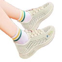 スニーカー レディース 男性用 韓国風 メッシュ 運動靴 通気性 柔らかい 靴底 滑り止め ランニング シューズ 米色 赤色 黒色