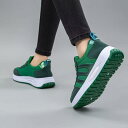 スニーカー レディース 厚底 スポーツ ランニングシューズ カジュアル 運動靴 ローカット 紐あり 通気性 快適 歩きやすい ブラック グリーン ピンク系