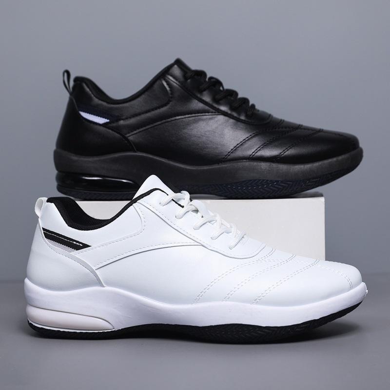 メンズシューズ レザースニーカー 男性用 紳士靴 厚底 ローカット 運動靴 ランニングシューズ 普段使い 通気性 耐摩耗性 ブラック ホワイト