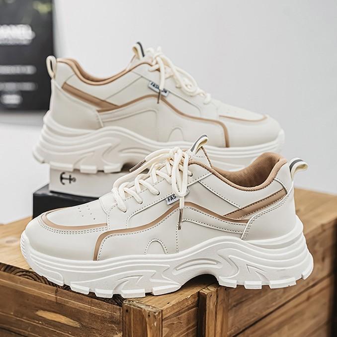 スニーカー メンズ 厚底 スポーツ カジュアル シューズ ランニング 運動靴 通気性 耐摩耗性 合成皮革 メッシュ 春夏秋冬 ベージュ ブラック