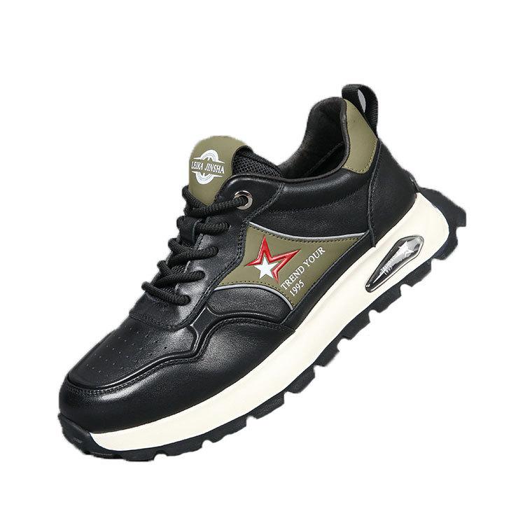スニーカー メンズ 運動靴 厚底 衝撃吸収 滑り止め ランニングシューズ 本革 レザースニーカー ローカット カジュアル 通気性 耐摩耗性 ホワイト ブラック