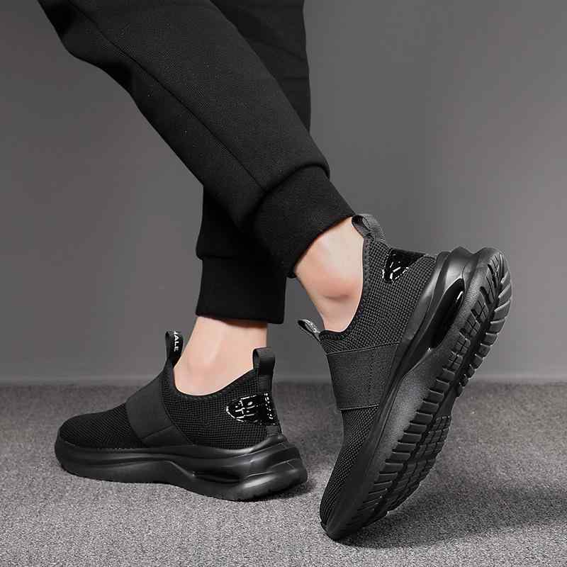 スニーカー メンズ 通気性 メッシュ 軽量 運動靴 スリッポン ローカット 普段使い 部屋着 黒