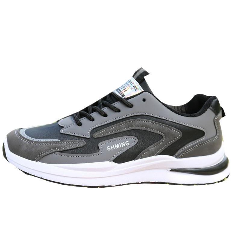 スニーカー メンズ 男性用 防水 レースアップ 運動靴 スポーツシューズ ランニングシューズ 紐靴 PUレザー 合皮 普段使い 履きやすい ローカット ブラック グレー 黒 白 春秋