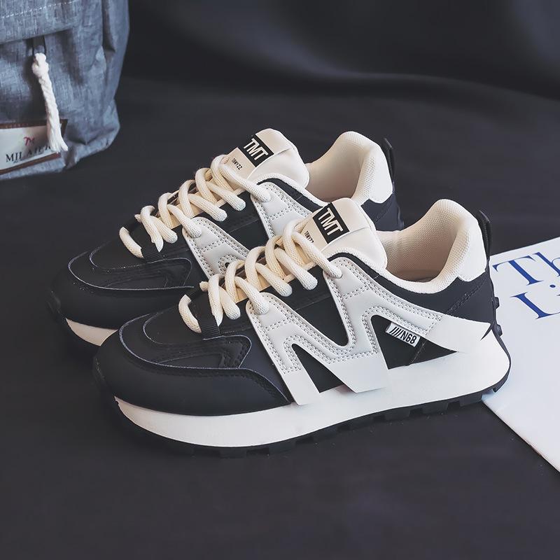 スニーカー レディース 厚底スニーカー 韓国風 スポーツシューズ ランニングシューズ 運動靴 合成皮革 軽量 白色 黒色 春秋冬