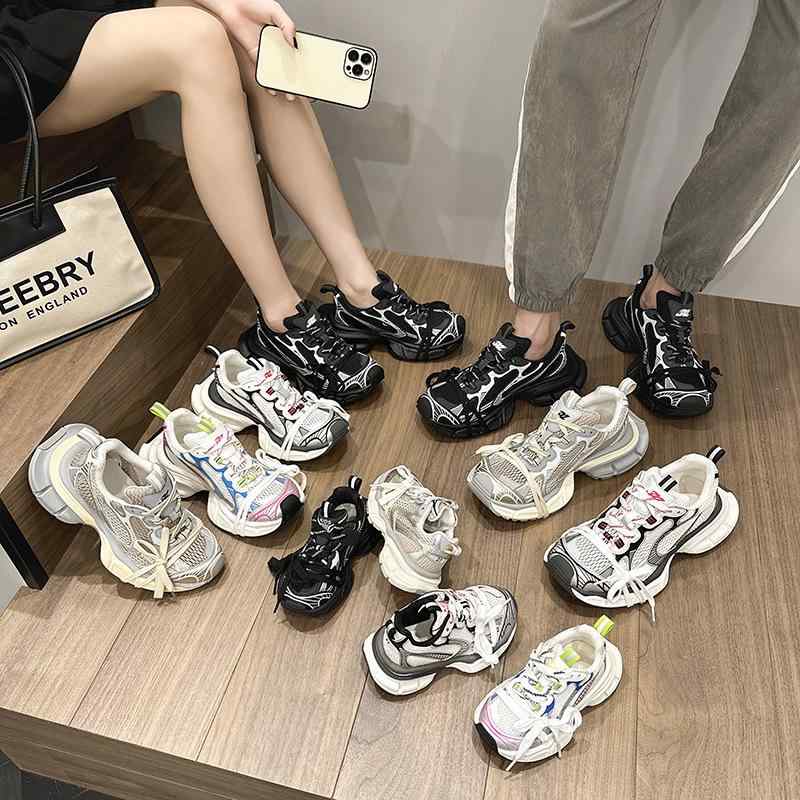 スニーカー レディース メンズ キッズ 親子 ペア 運動靴 ランニングシューズ メッシュ レザー 切り替え..