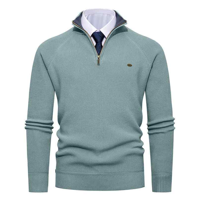ニット メンズ 縦畝編み ハーフジッ
