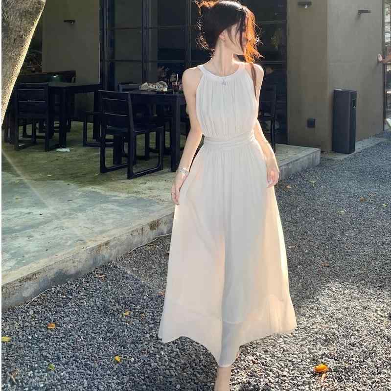 ワンピース レディース 春夏 シフォン ホルターネック ノースリーブ 膝丈 ミモレ丈 Aライン ハイウエスト 上品 エレガント フェミニン 清楚 定番 リゾート 旅行 お出かけ 普段使い きれいめ 杏 shadowtail-11174812 シャドーテール パッケージ画像